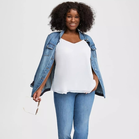 Torrid White Sophie Chiffon Swing Cami, Plus Size 1 - Picture 2 of 8